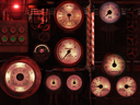 The gauges in red night light